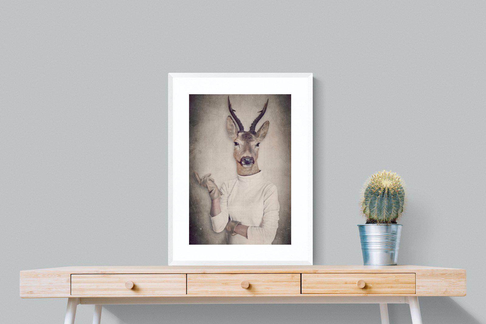 Deer Head-Wall_Art-60 x 80cm-Framed Print-White-Pixalot