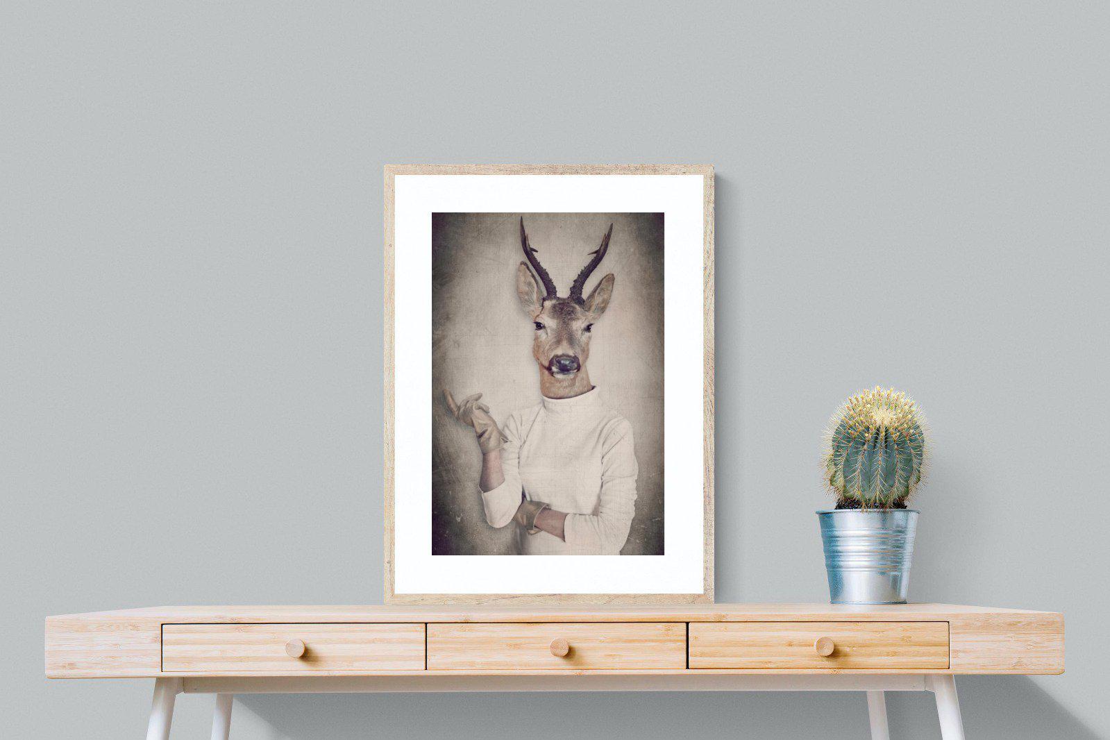 Deer Head-Wall_Art-60 x 80cm-Framed Print-Wood-Pixalot