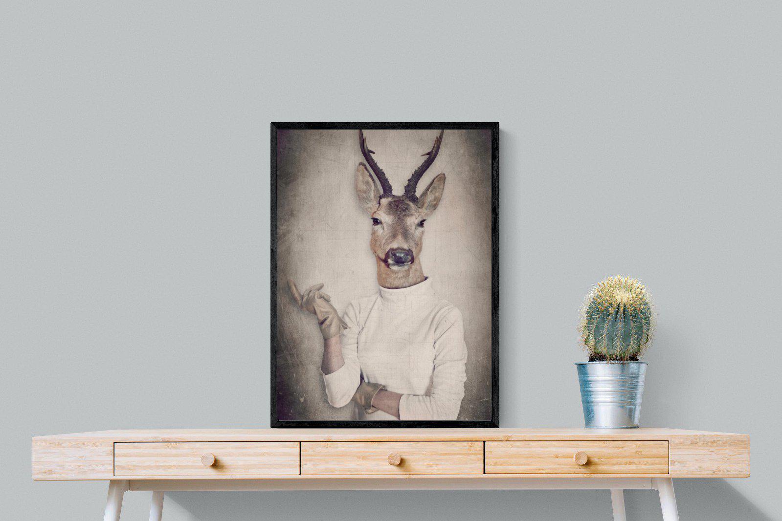 Deer Head-Wall_Art-60 x 80cm-Mounted Canvas-Black-Pixalot