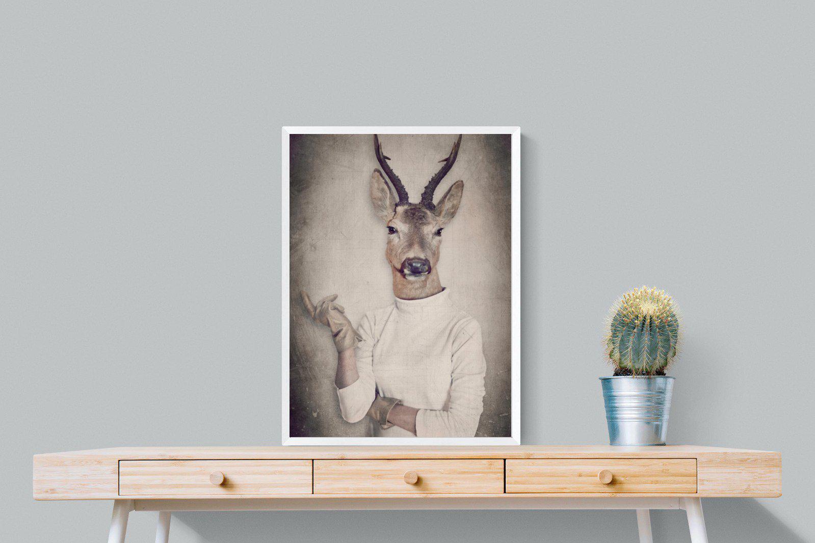 Deer Head-Wall_Art-60 x 80cm-Mounted Canvas-White-Pixalot