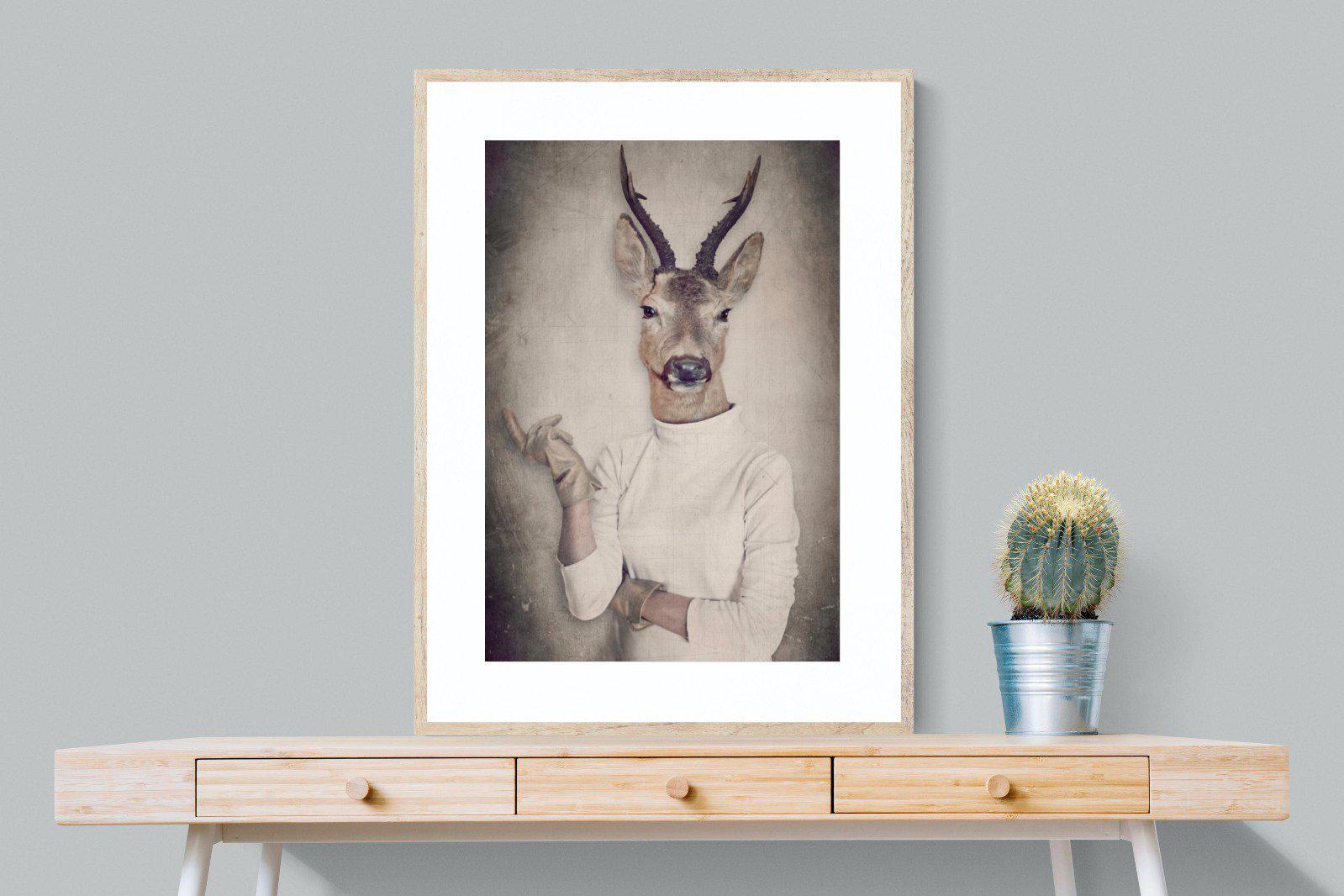 Deer Head-Wall_Art-75 x 100cm-Framed Print-Wood-Pixalot