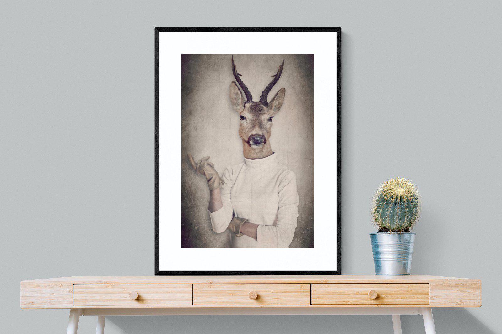 Deer Head-Wall_Art-75 x 100cm-Framed Print-Black-Pixalot