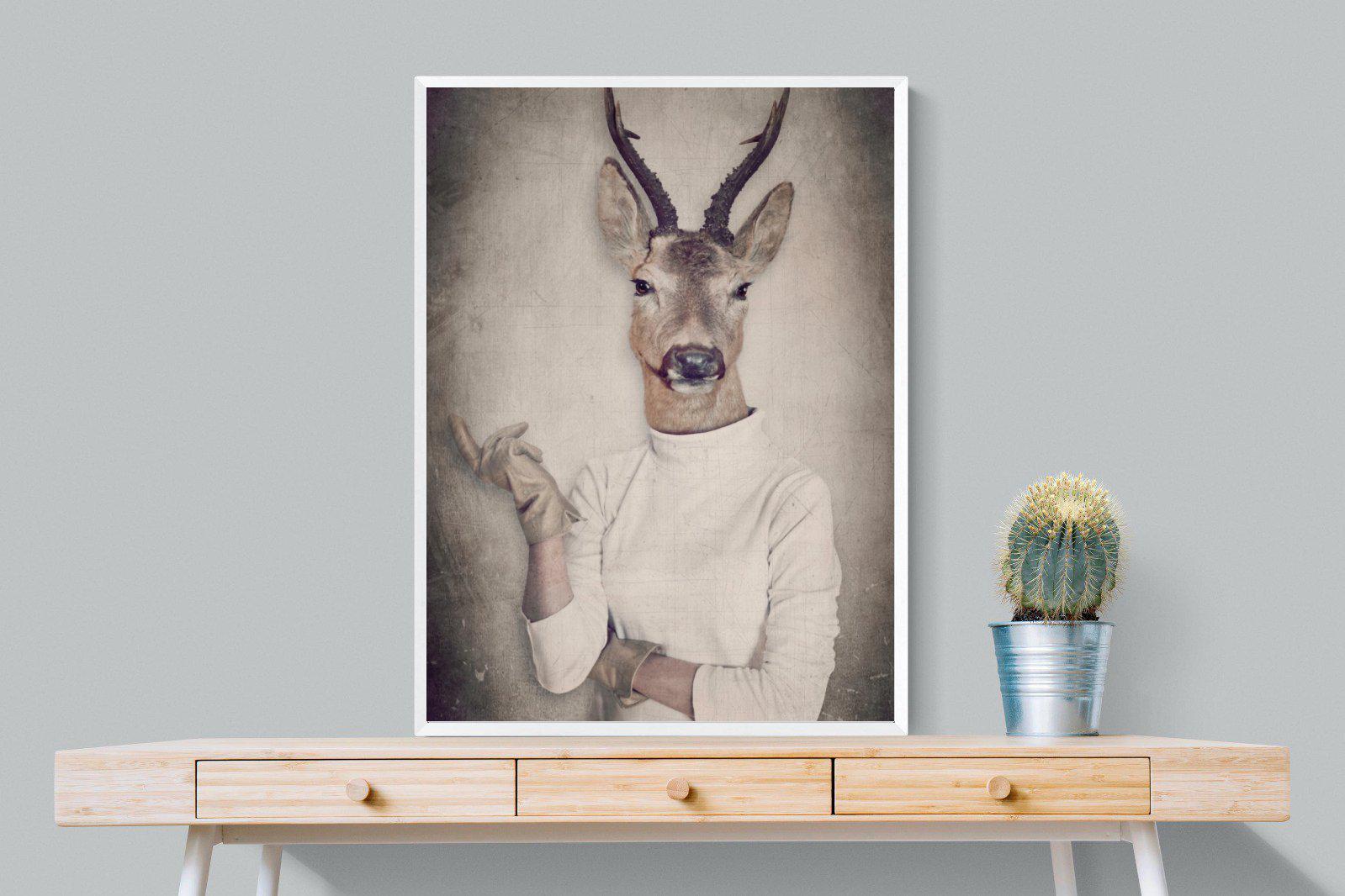 Deer Head-Wall_Art-75 x 100cm-Mounted Canvas-White-Pixalot