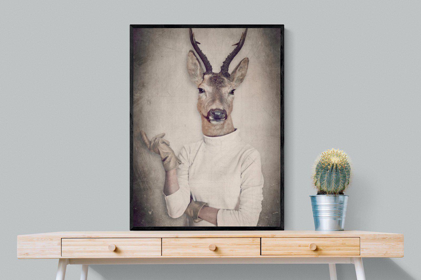 Deer Head-Wall_Art-75 x 100cm-Mounted Canvas-Black-Pixalot