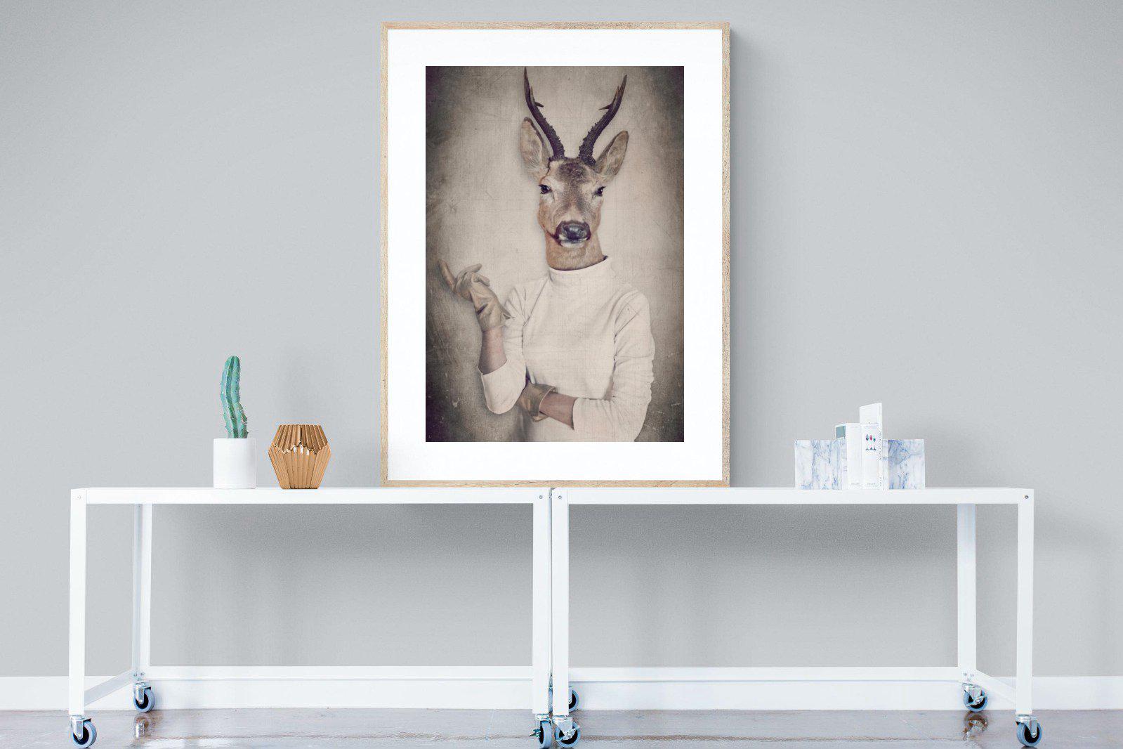 Deer Head-Wall_Art-90 x 120cm-Framed Print-Wood-Pixalot