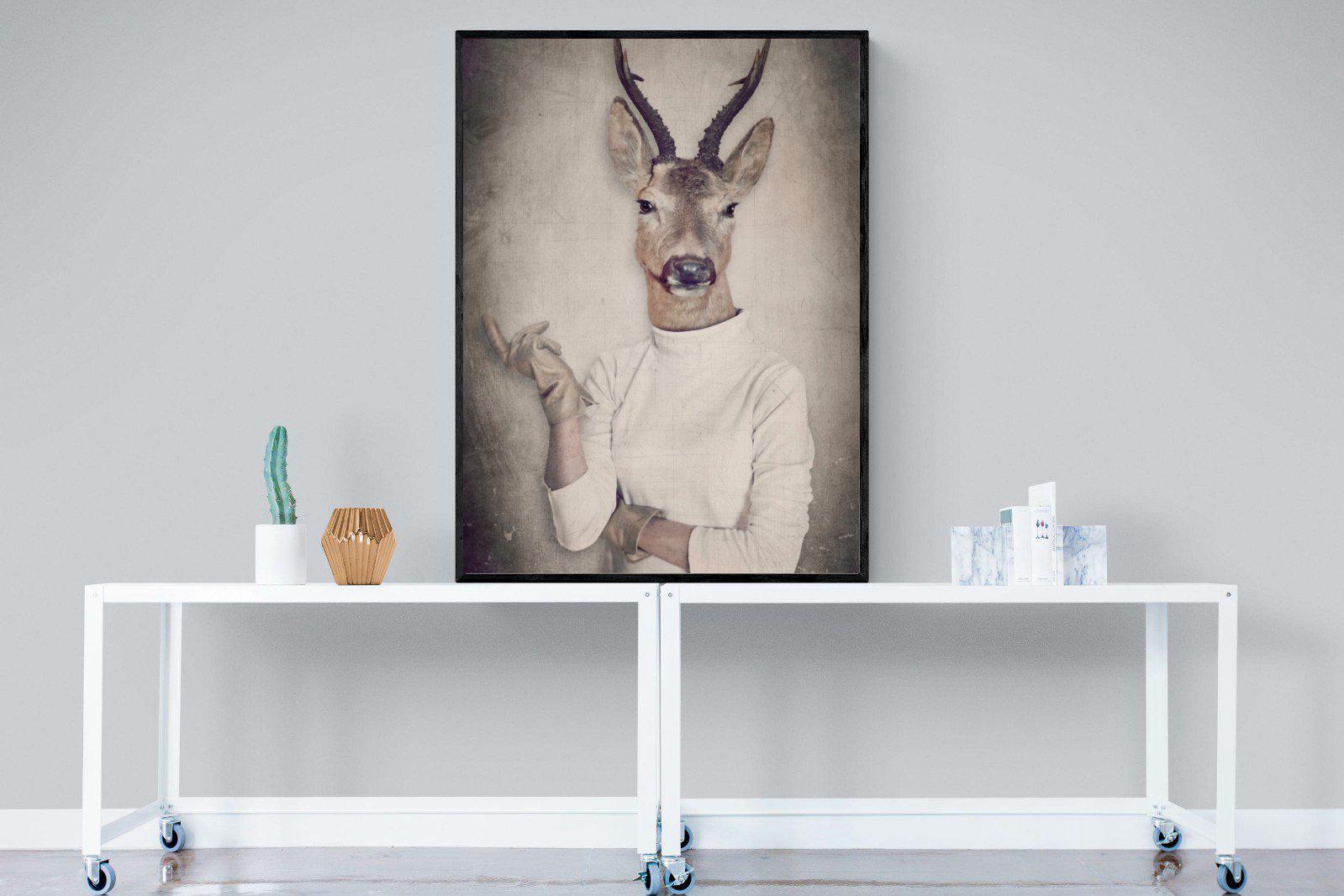 Deer Head-Wall_Art-90 x 120cm-Mounted Canvas-Black-Pixalot