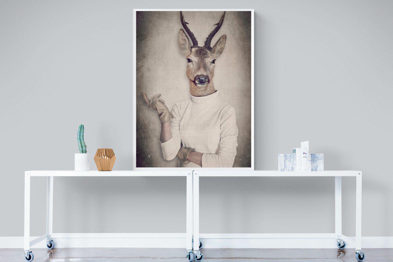 Deer Head-Wall_Art-90 x 120cm-Mounted Canvas-White-Pixalot