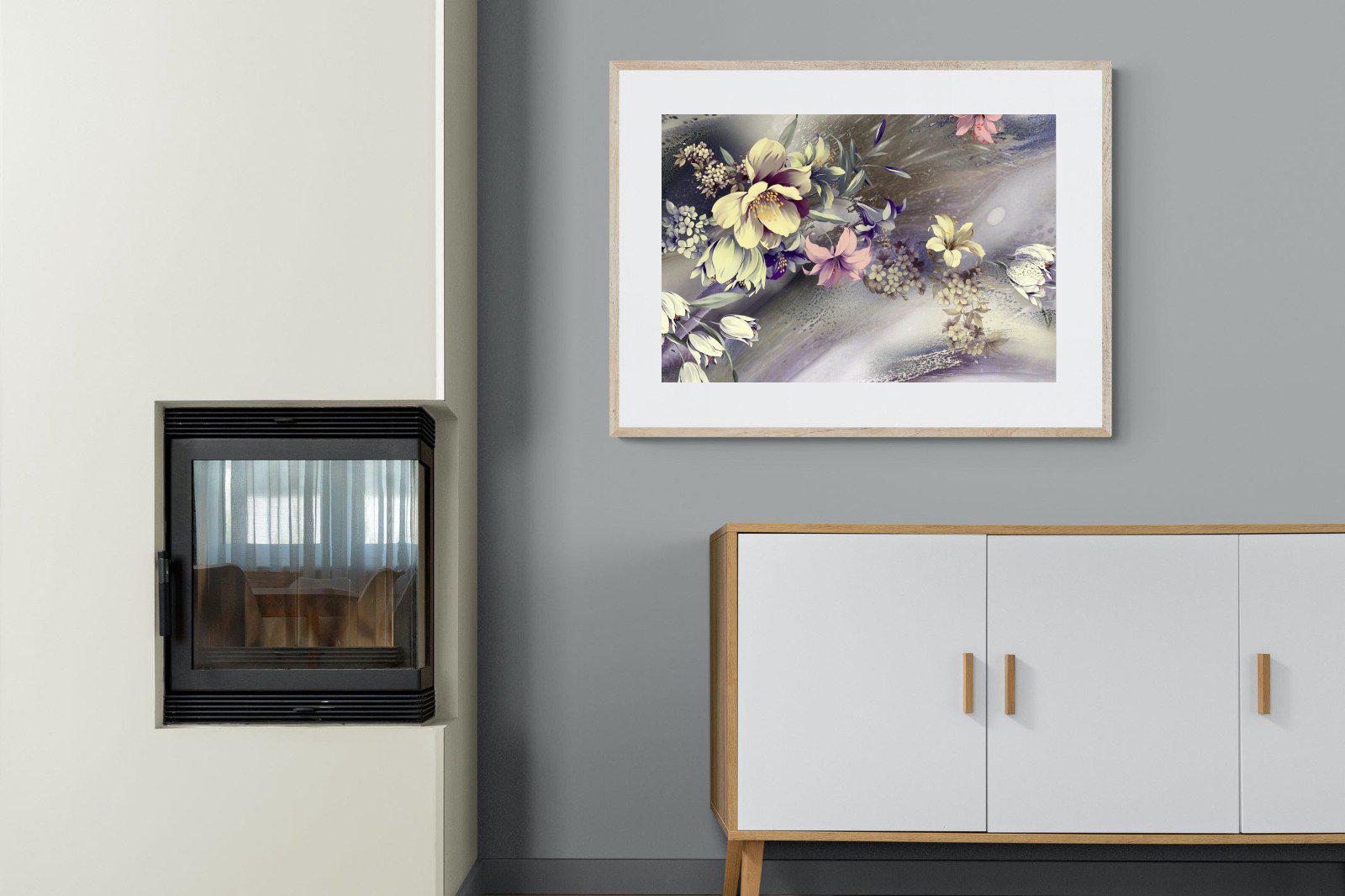 Delicate Floral-Wall_Art-100 x 75cm-Framed Print-Wood-Pixalot