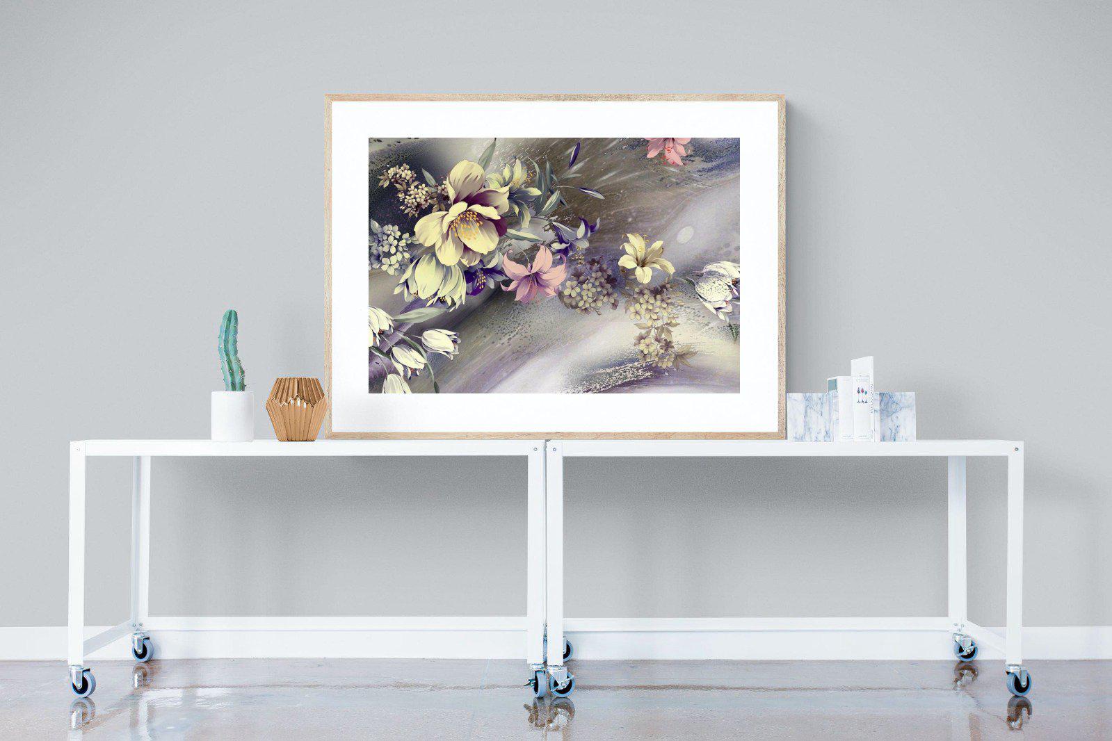 Delicate Floral-Wall_Art-120 x 90cm-Framed Print-Wood-Pixalot