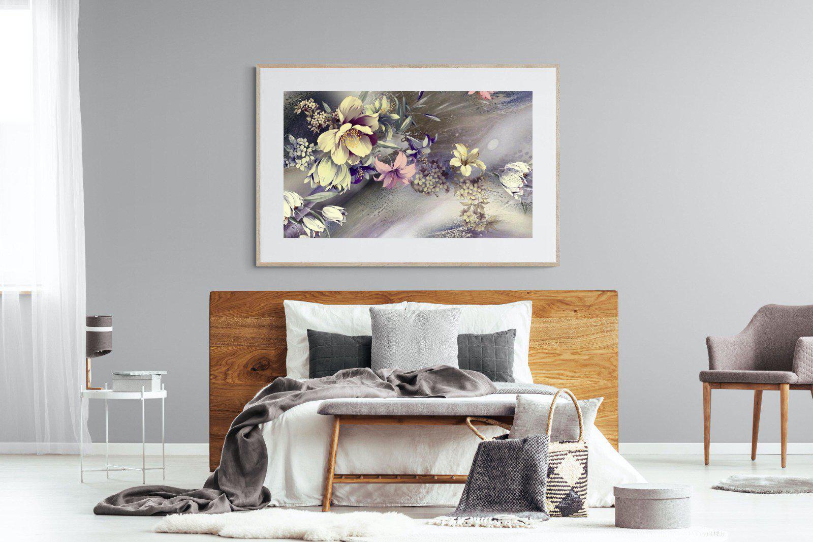 Delicate Floral-Wall_Art-150 x 100cm-Framed Print-Wood-Pixalot