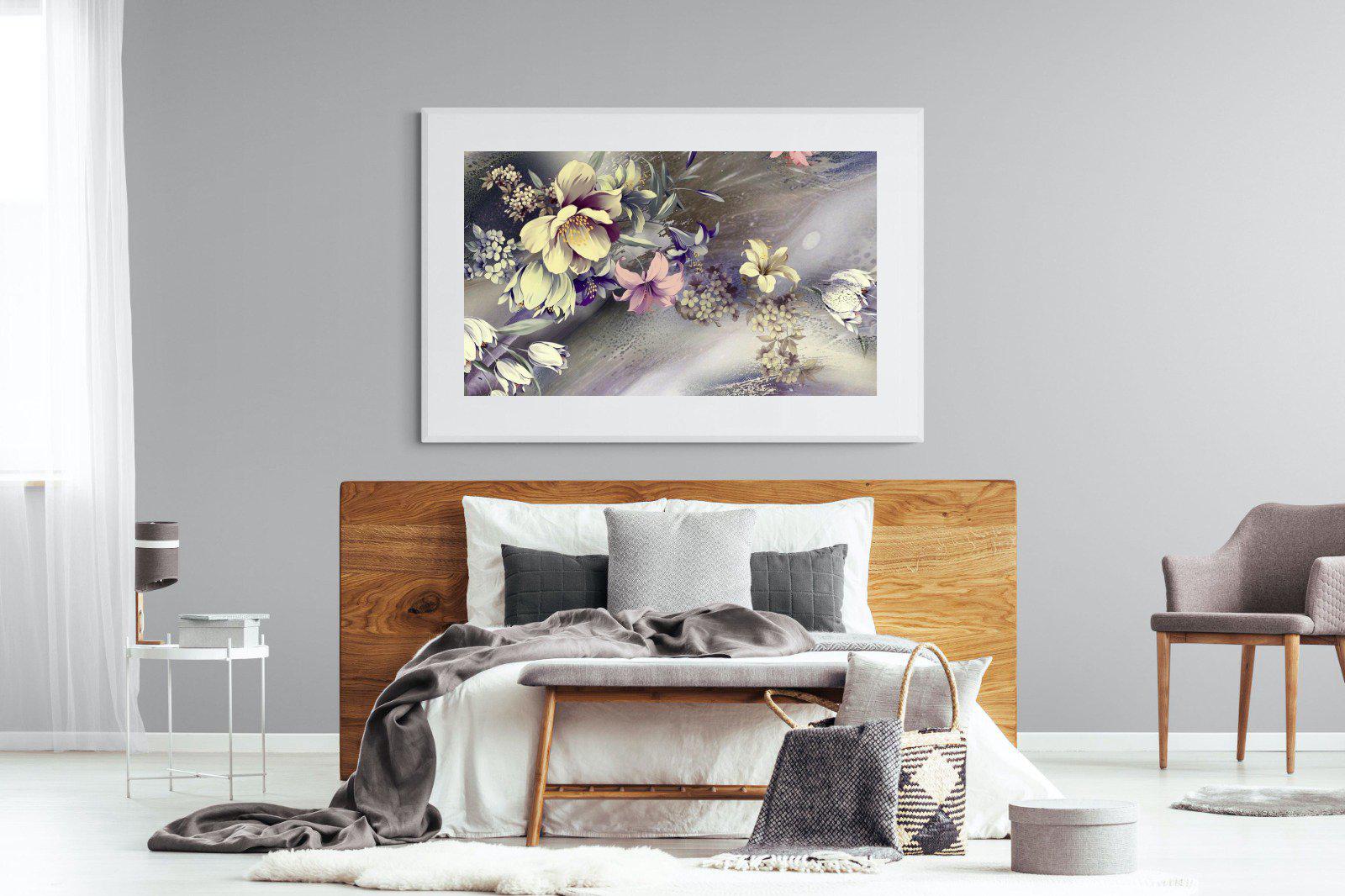 Delicate Floral-Wall_Art-150 x 100cm-Framed Print-White-Pixalot