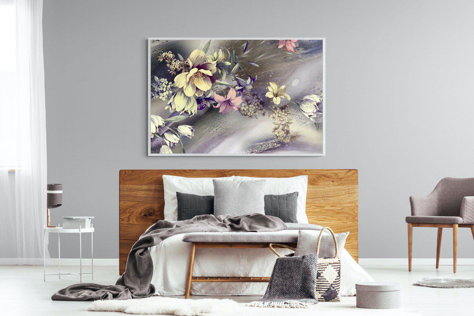 Delicate Floral-Wall_Art-150 x 100cm-Mounted Canvas-White-Pixalot