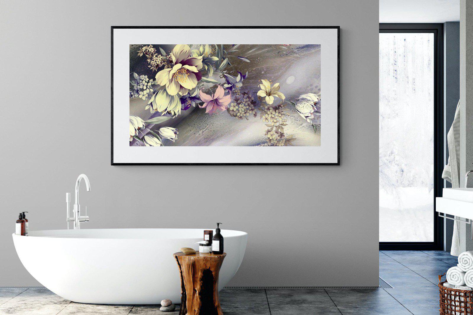 Delicate Floral-Wall_Art-180 x 110cm-Framed Print-Black-Pixalot
