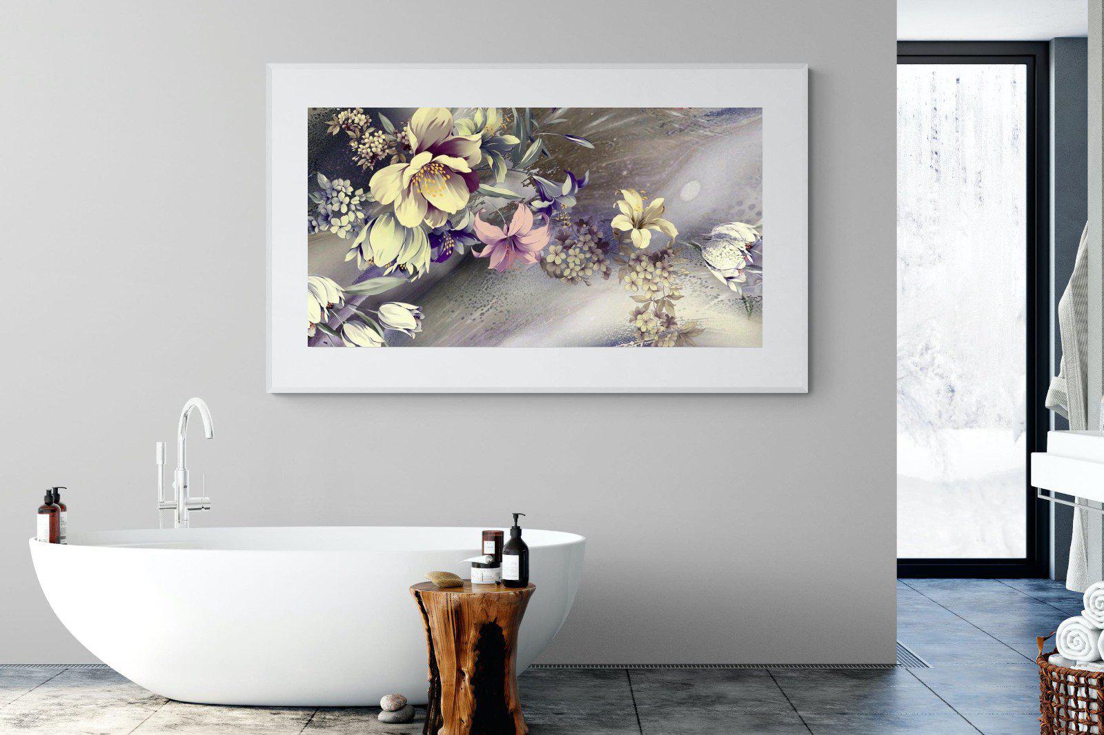 Delicate Floral-Wall_Art-180 x 110cm-Framed Print-White-Pixalot
