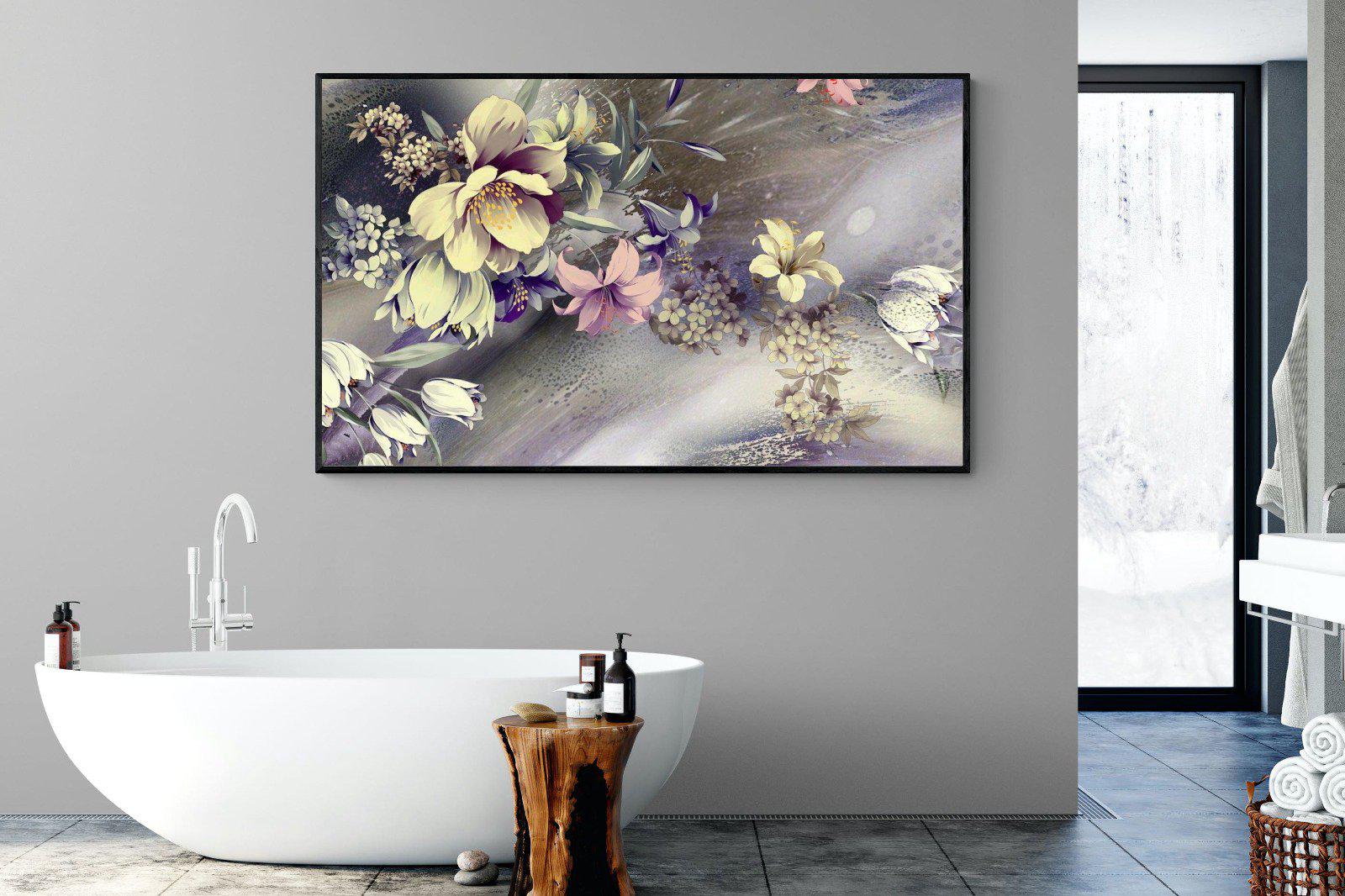 Delicate Floral-Wall_Art-180 x 110cm-Mounted Canvas-Black-Pixalot