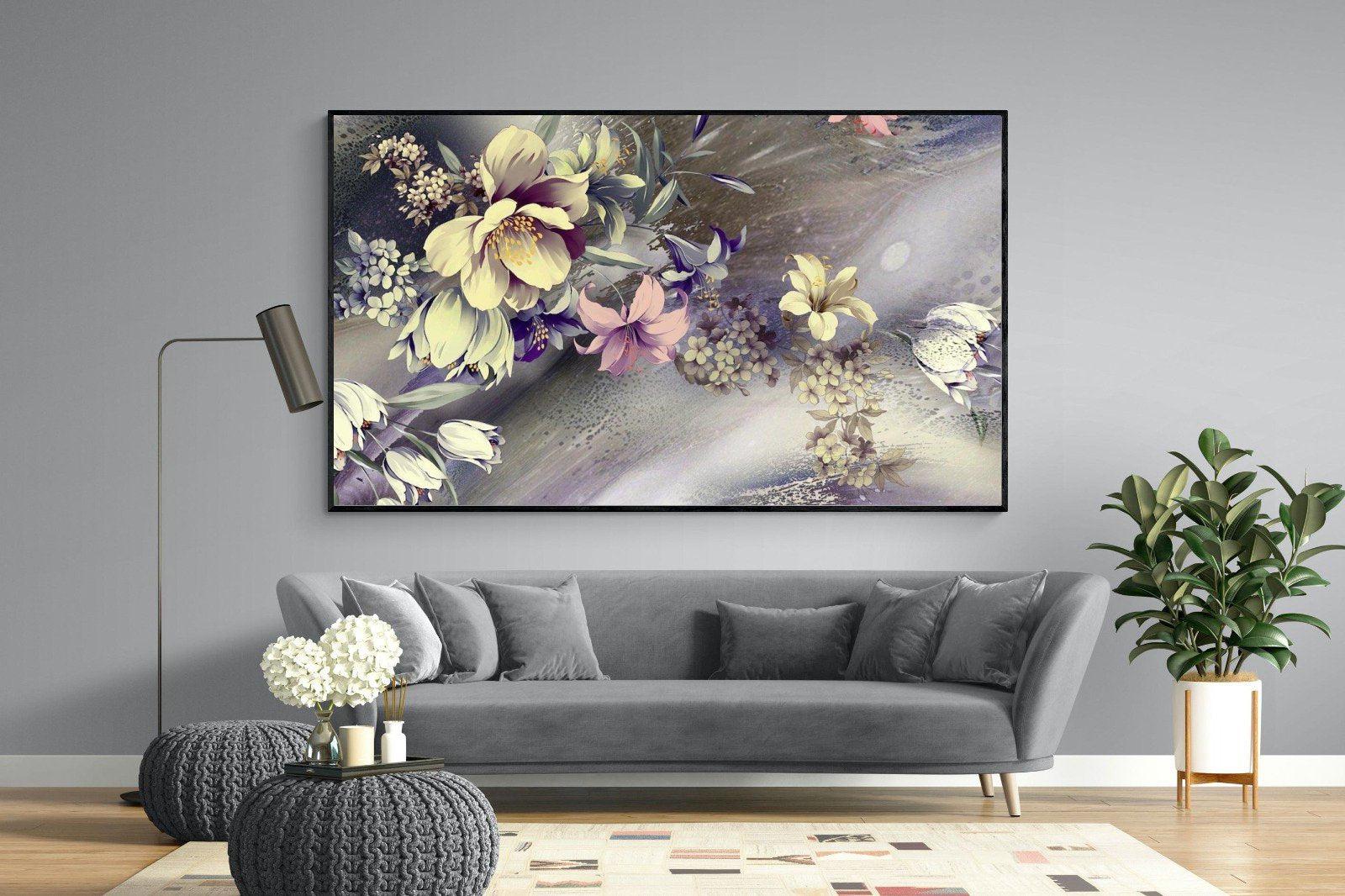 Delicate Floral-Wall_Art-220 x 130cm-Mounted Canvas-Black-Pixalot