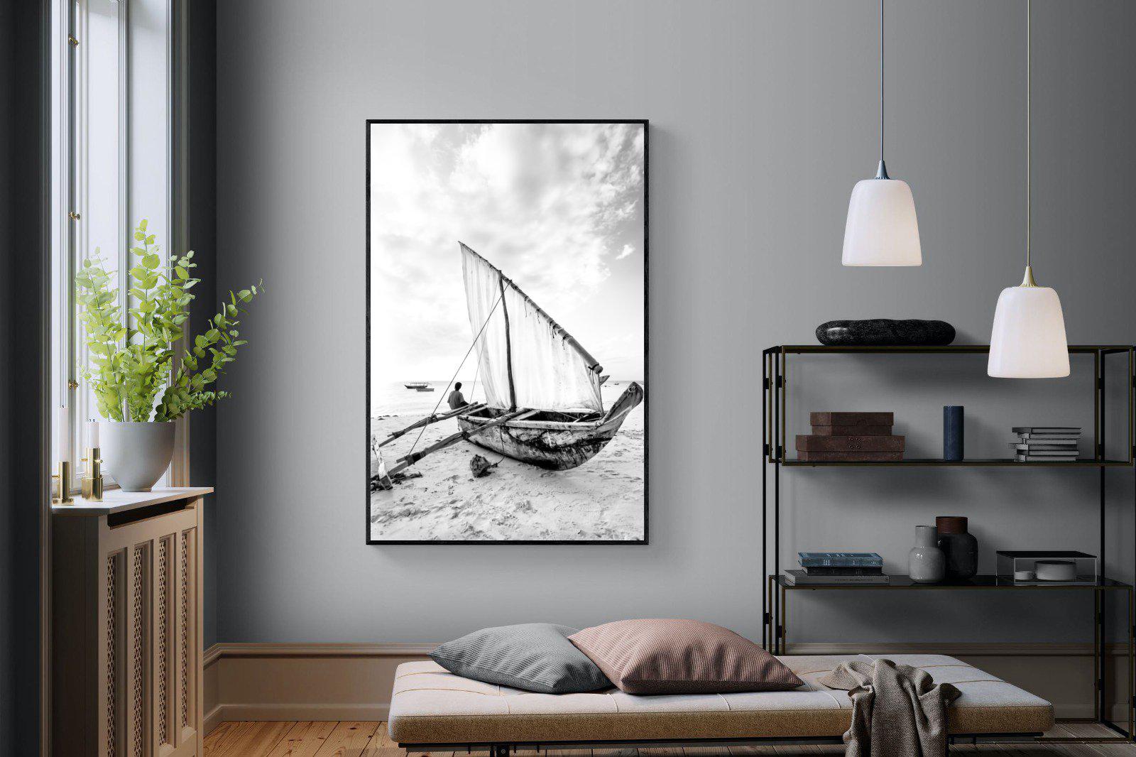 Dhow-Wall_Art-120 x 180cm-Mounted Canvas-Black-Pixalot