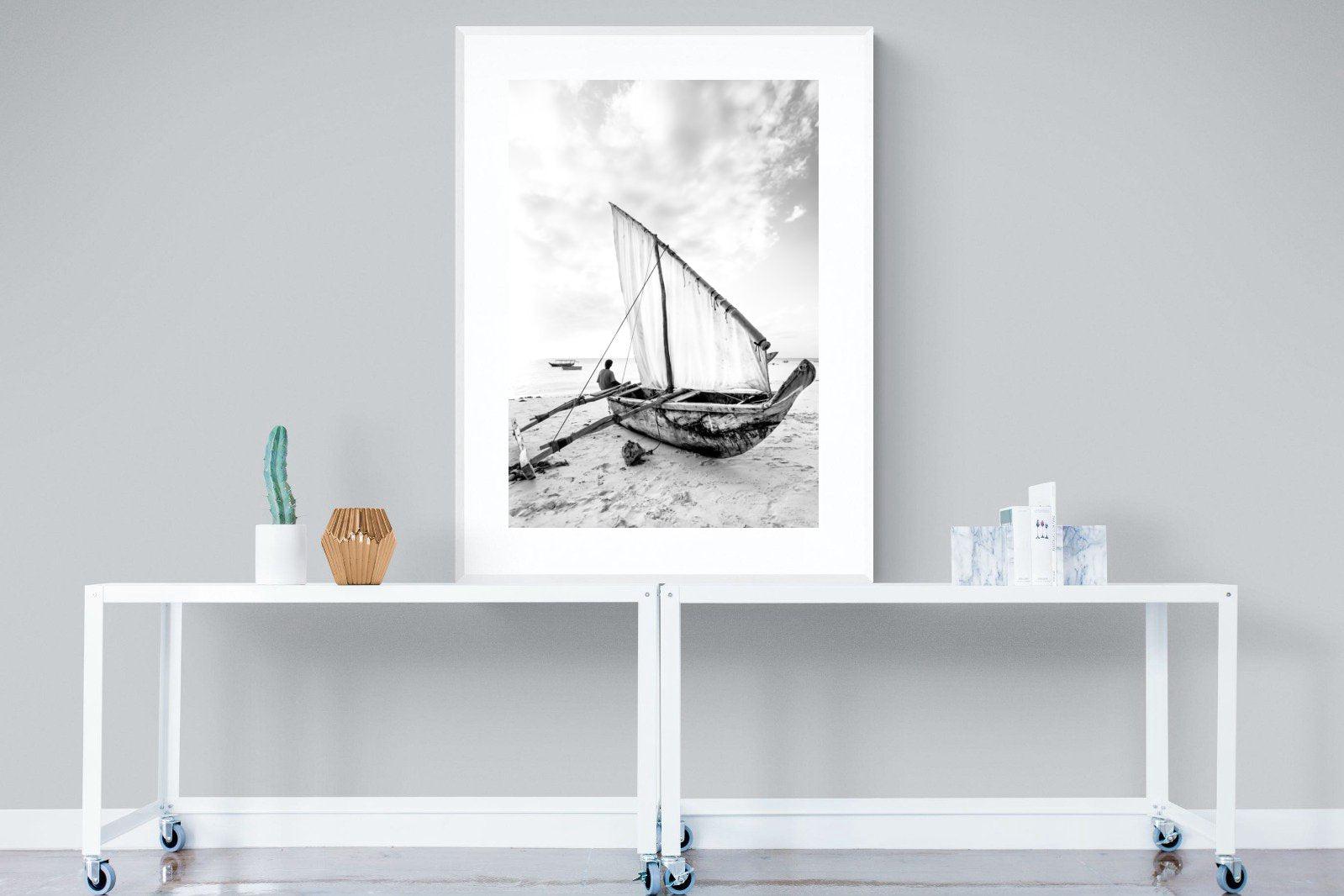 Dhow-Wall_Art-90 x 120cm-Framed Print-White-Pixalot