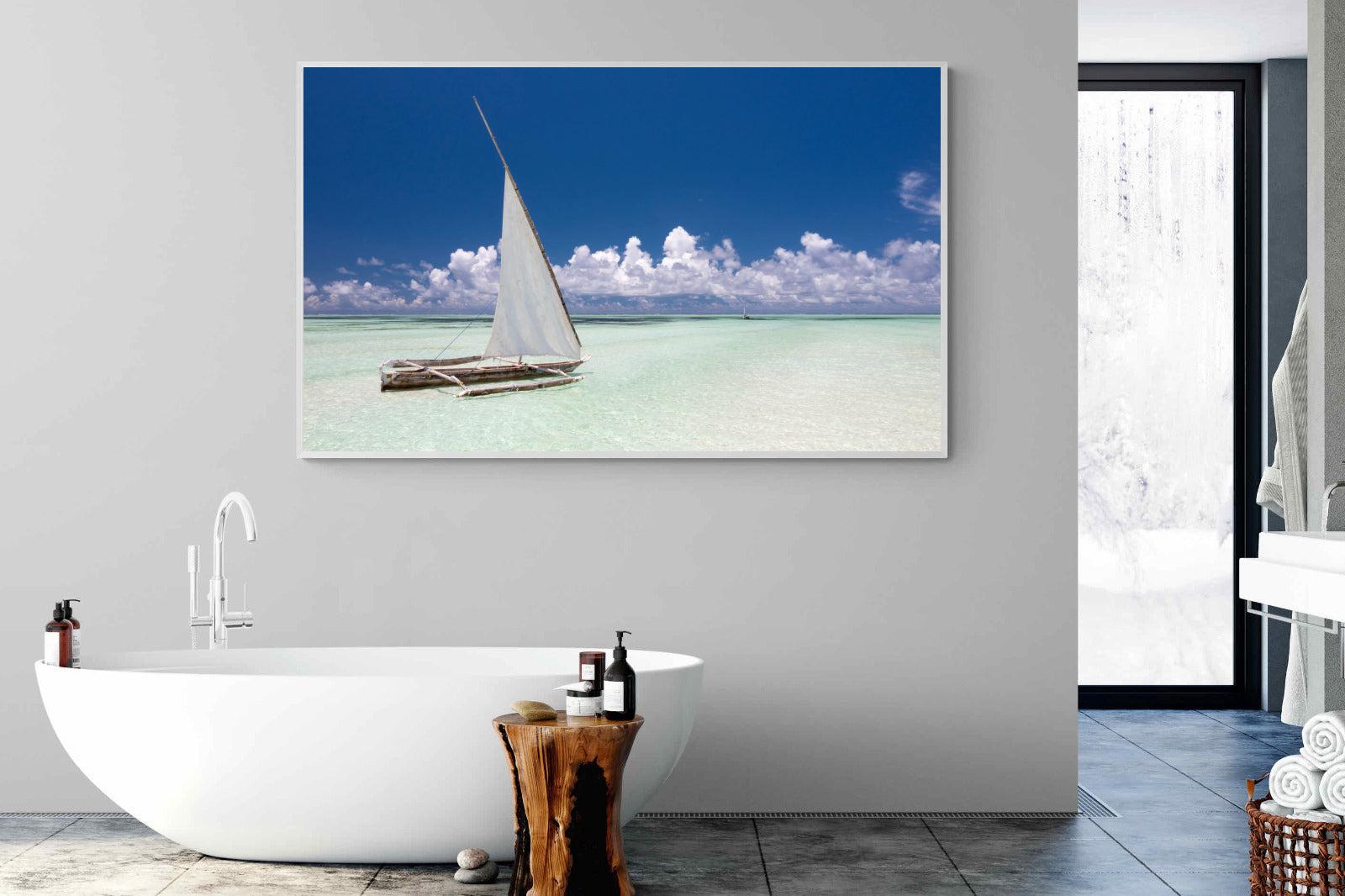 Dhow on Blue-Wall_Art-180 x 110cm-Mounted Canvas-White-Pixalot