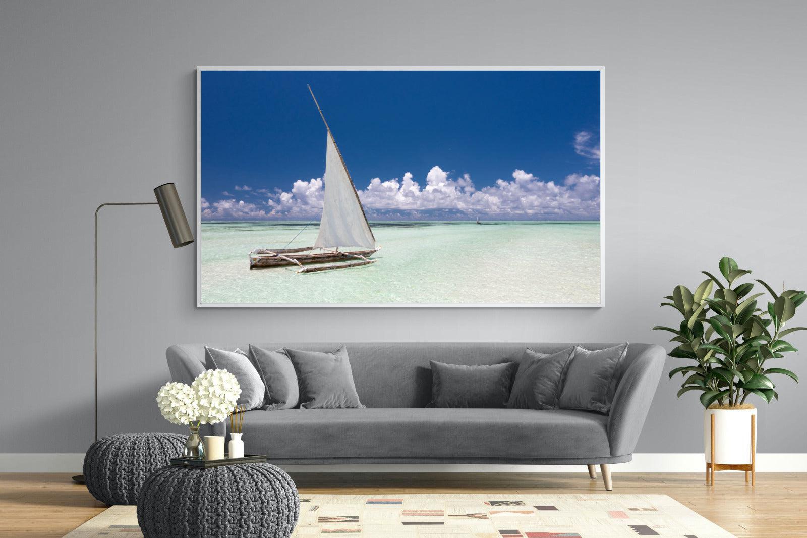 Dhow on Blue-Wall_Art-220 x 130cm-Mounted Canvas-White-Pixalot