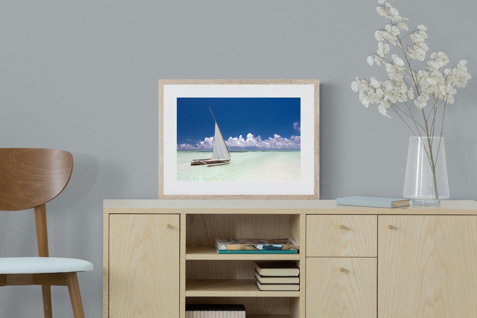 Dhow on Blue-Wall_Art-60 x 45cm-Framed Print-Wood-Pixalot