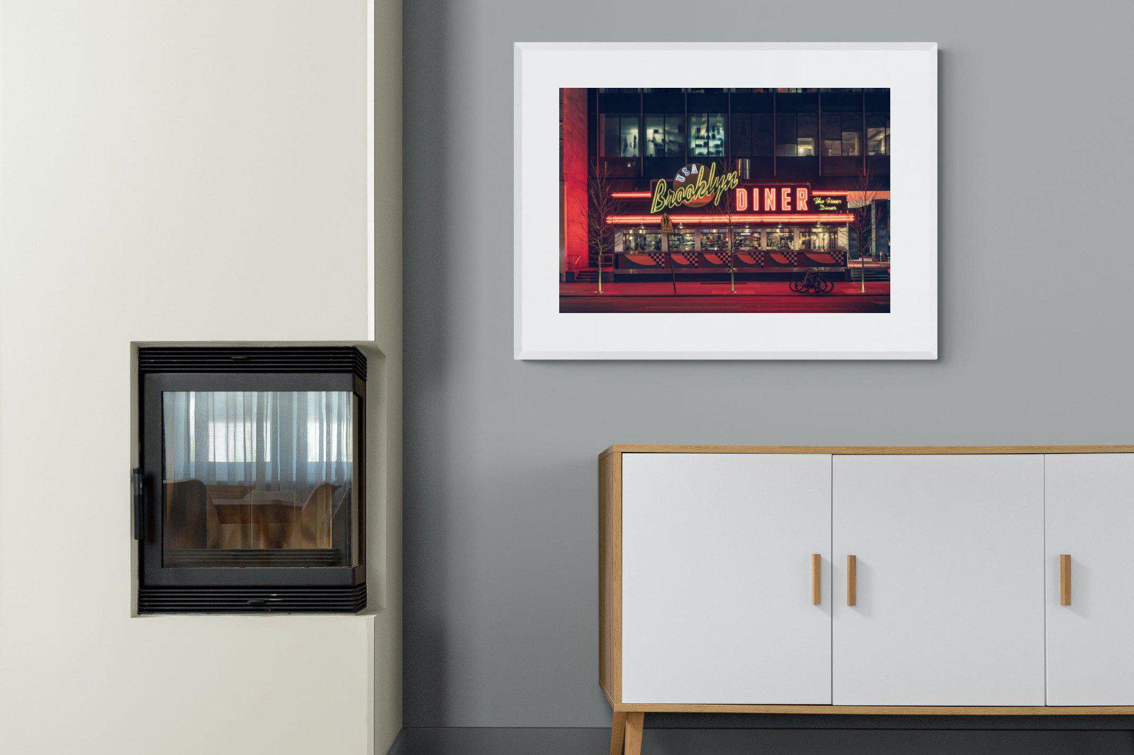 Diner-Wall_Art-100 x 75cm-Framed Print-White-Pixalot