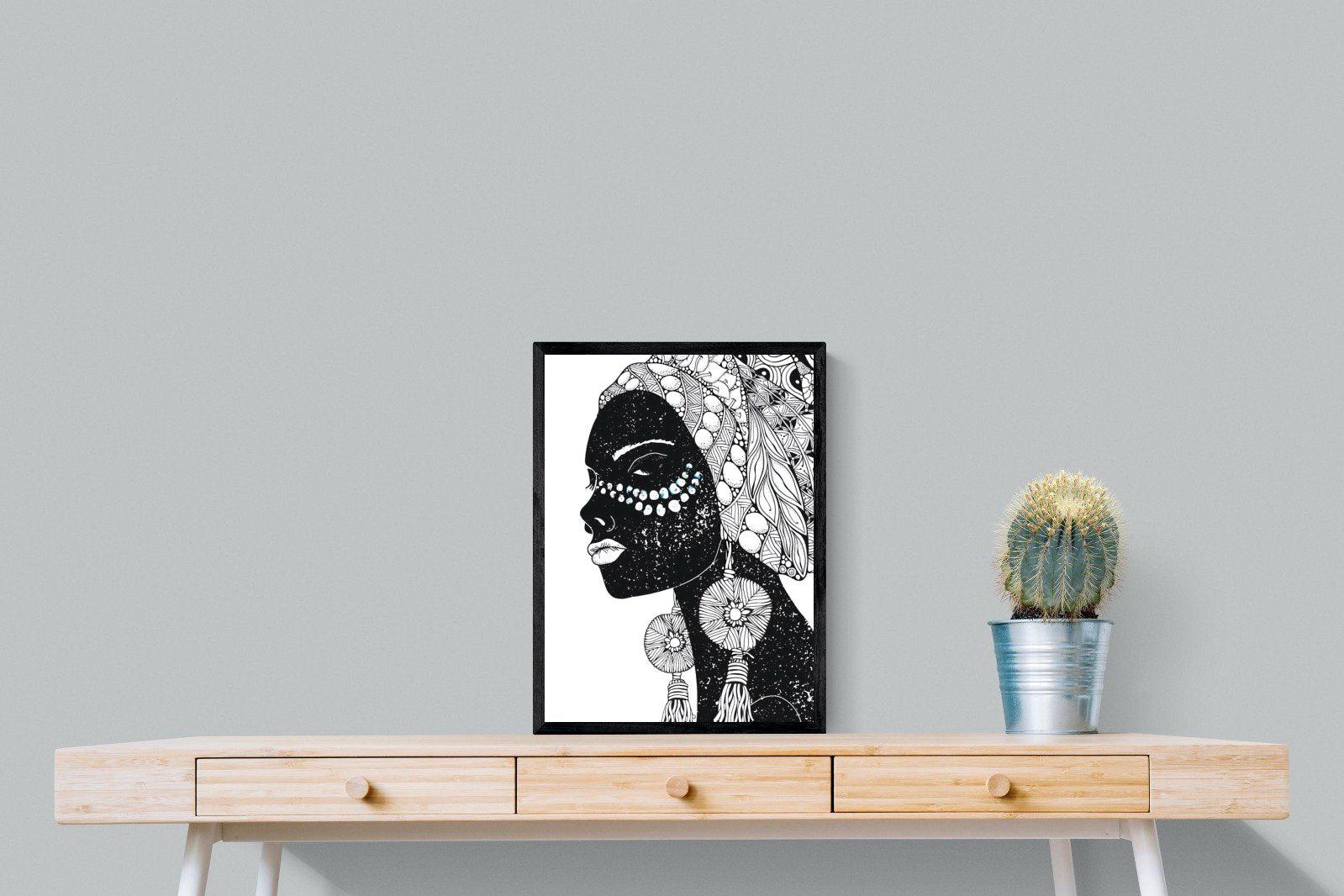 Diva D'Afrique-Wall_Art-45 x 60cm-Mounted Canvas-Black-Pixalot
