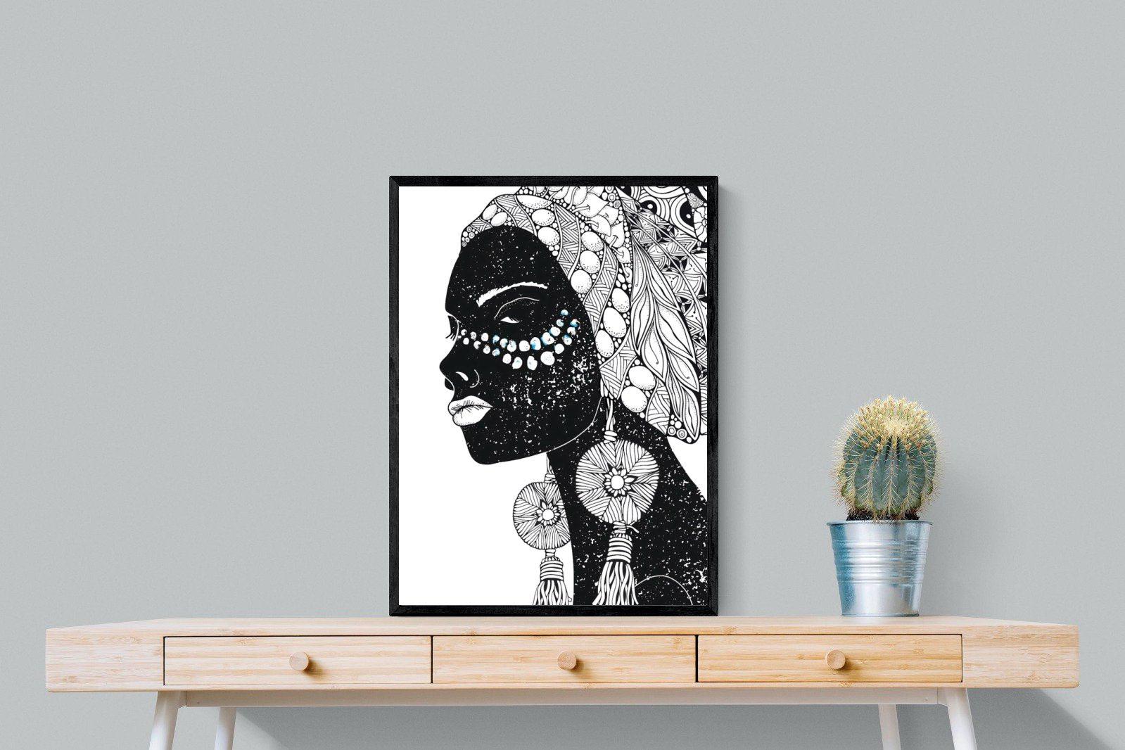Diva D'Afrique-Wall_Art-60 x 80cm-Mounted Canvas-Black-Pixalot