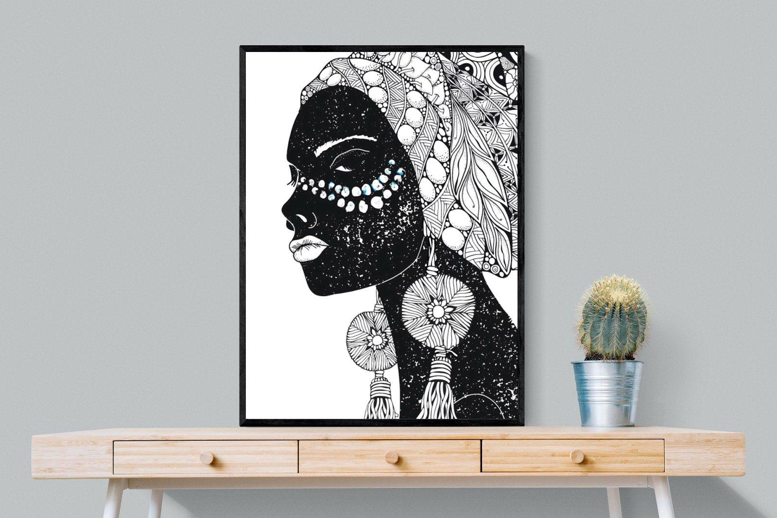 Diva D'Afrique-Wall_Art-75 x 100cm-Mounted Canvas-Black-Pixalot