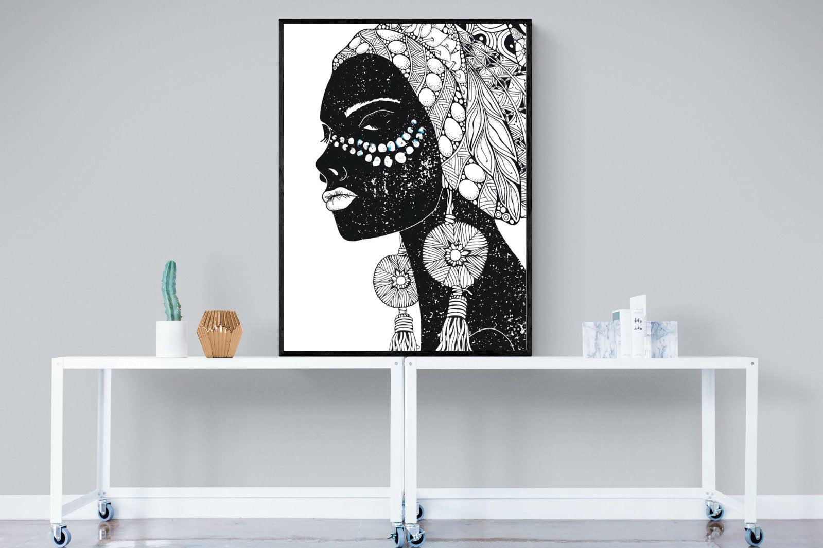 Diva D'Afrique-Wall_Art-90 x 120cm-Mounted Canvas-Black-Pixalot