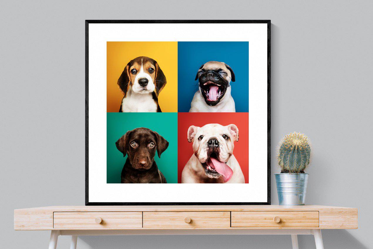 Dogs Being Dogs-Wall_Art-100 x 100cm-Framed Print-Black-Pixalot