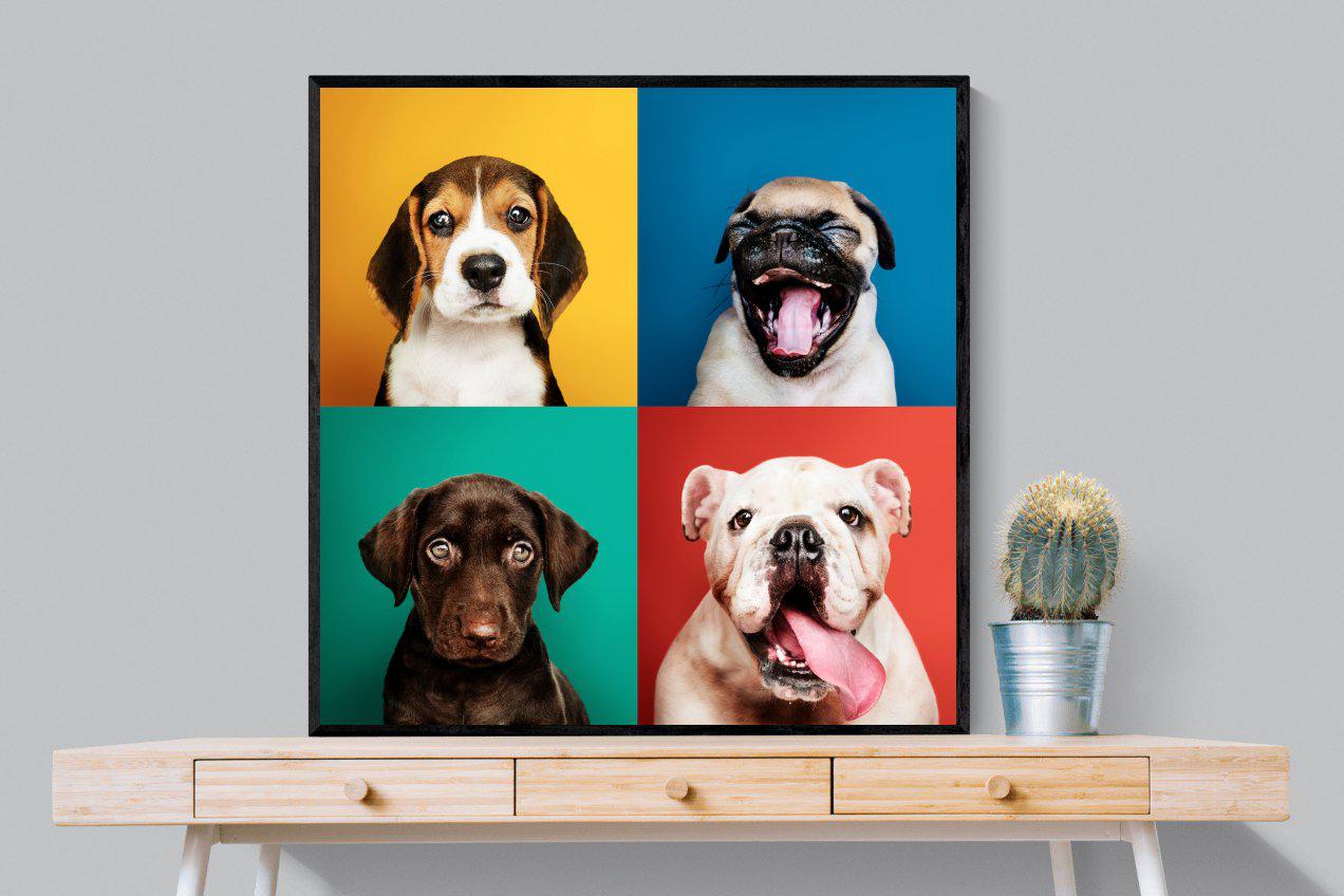 Dogs Being Dogs-Wall_Art-100 x 100cm-Mounted Canvas-Black-Pixalot