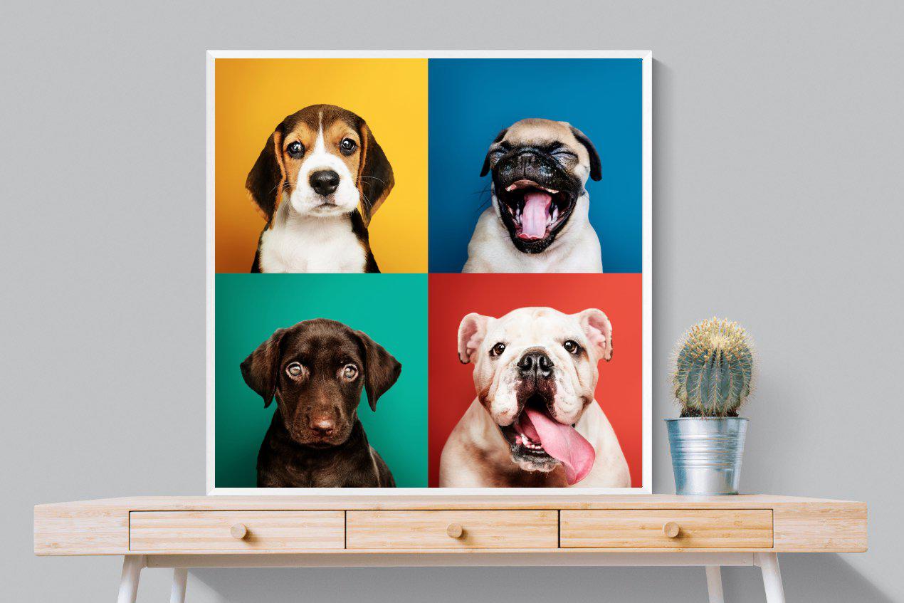 Dogs Being Dogs-Wall_Art-100 x 100cm-Mounted Canvas-White-Pixalot