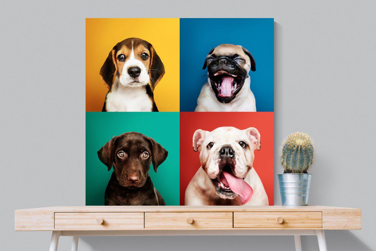 Dogs Being Dogs-Wall_Art-100 x 100cm-Mounted Canvas-No Frame-Pixalot