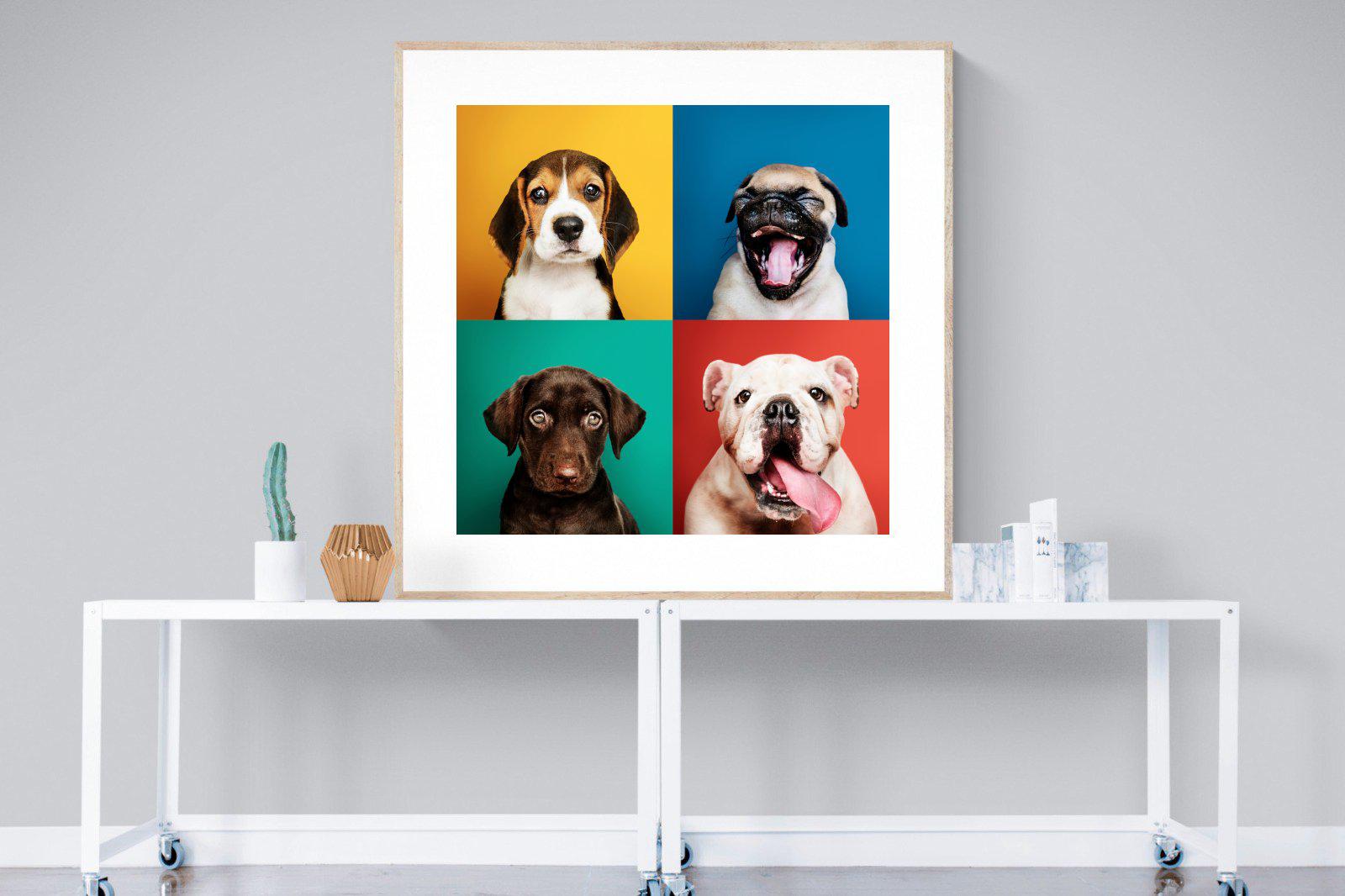 Dogs Being Dogs-Wall_Art-120 x 120cm-Framed Print-Wood-Pixalot