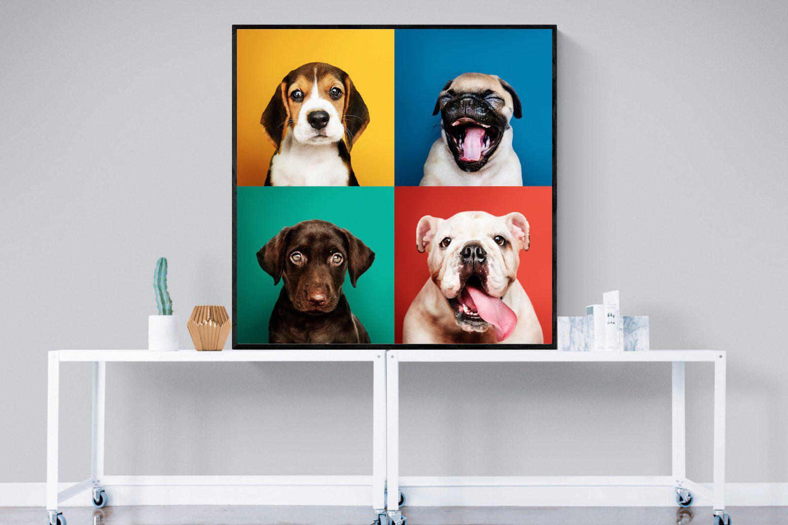 Dogs Being Dogs-Wall_Art-120 x 120cm-Mounted Canvas-Black-Pixalot
