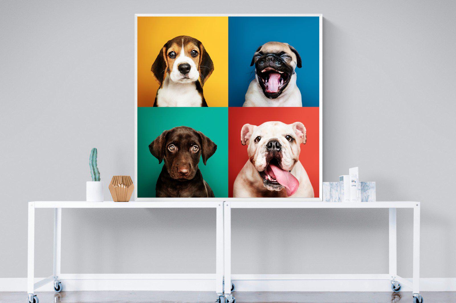 Dogs Being Dogs-Wall_Art-120 x 120cm-Mounted Canvas-White-Pixalot