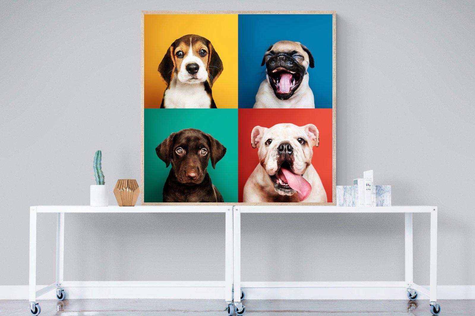 Dogs Being Dogs-Wall_Art-120 x 120cm-Mounted Canvas-Wood-Pixalot