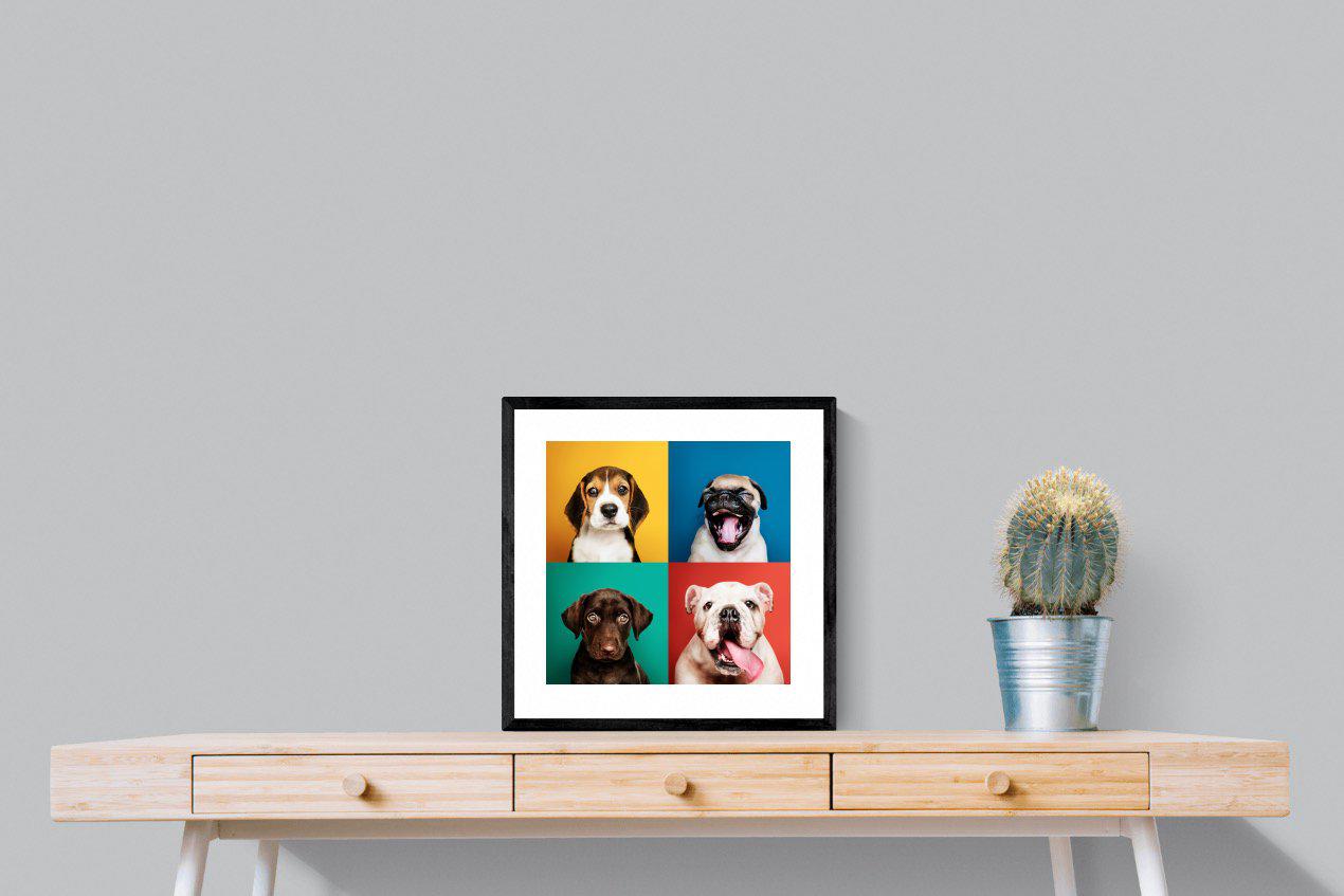 Dogs Being Dogs-Wall_Art-50 x 50cm-Framed Print-Black-Pixalot
