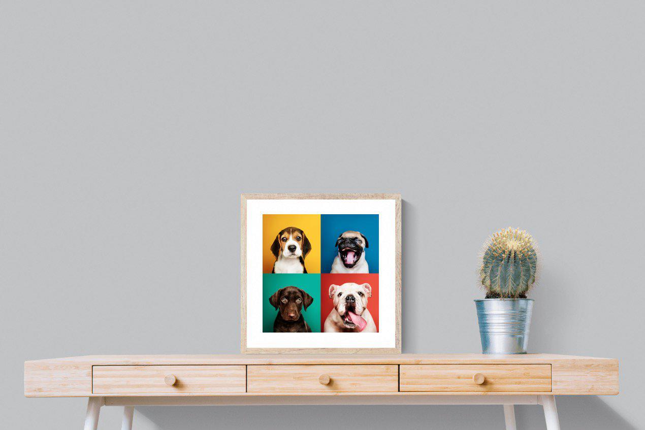 Dogs Being Dogs-Wall_Art-50 x 50cm-Framed Print-Wood-Pixalot