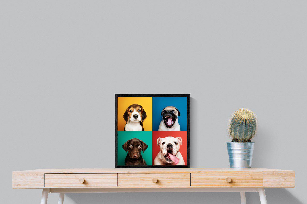 Dogs Being Dogs-Wall_Art-50 x 50cm-Mounted Canvas-Black-Pixalot