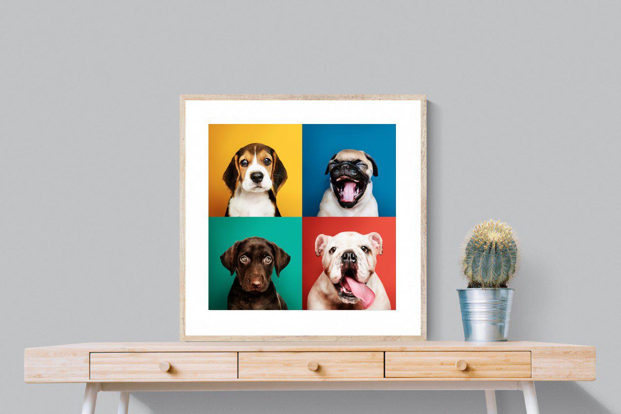 Dogs Being Dogs-Wall_Art-80 x 80cm-Framed Print-Wood-Pixalot
