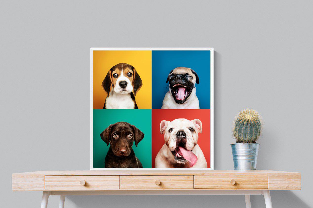 Dogs Being Dogs-Wall_Art-80 x 80cm-Mounted Canvas-White-Pixalot