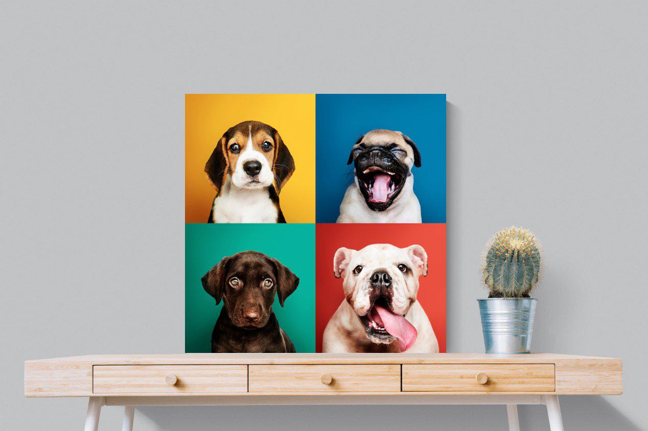 Dogs Being Dogs-Wall_Art-80 x 80cm-Mounted Canvas-No Frame-Pixalot