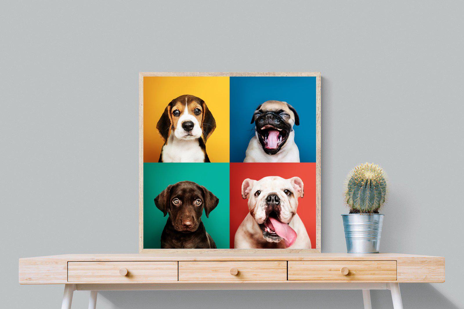 Dogs Being Dogs-Wall_Art-80 x 80cm-Mounted Canvas-Wood-Pixalot