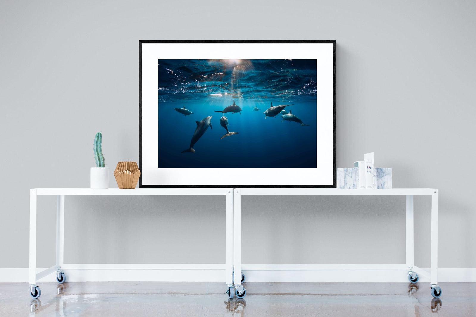 Dolphins-Wall_Art-120 x 90cm-Framed Print-Black-Pixalot