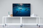 Dolphins-Wall_Art-120 x 90cm-Mounted Canvas-Black-Pixalot