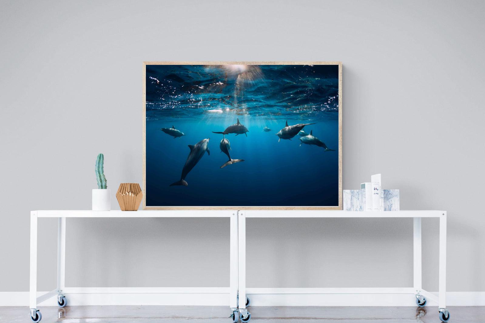 Dolphins-Wall_Art-120 x 90cm-Mounted Canvas-Wood-Pixalot
