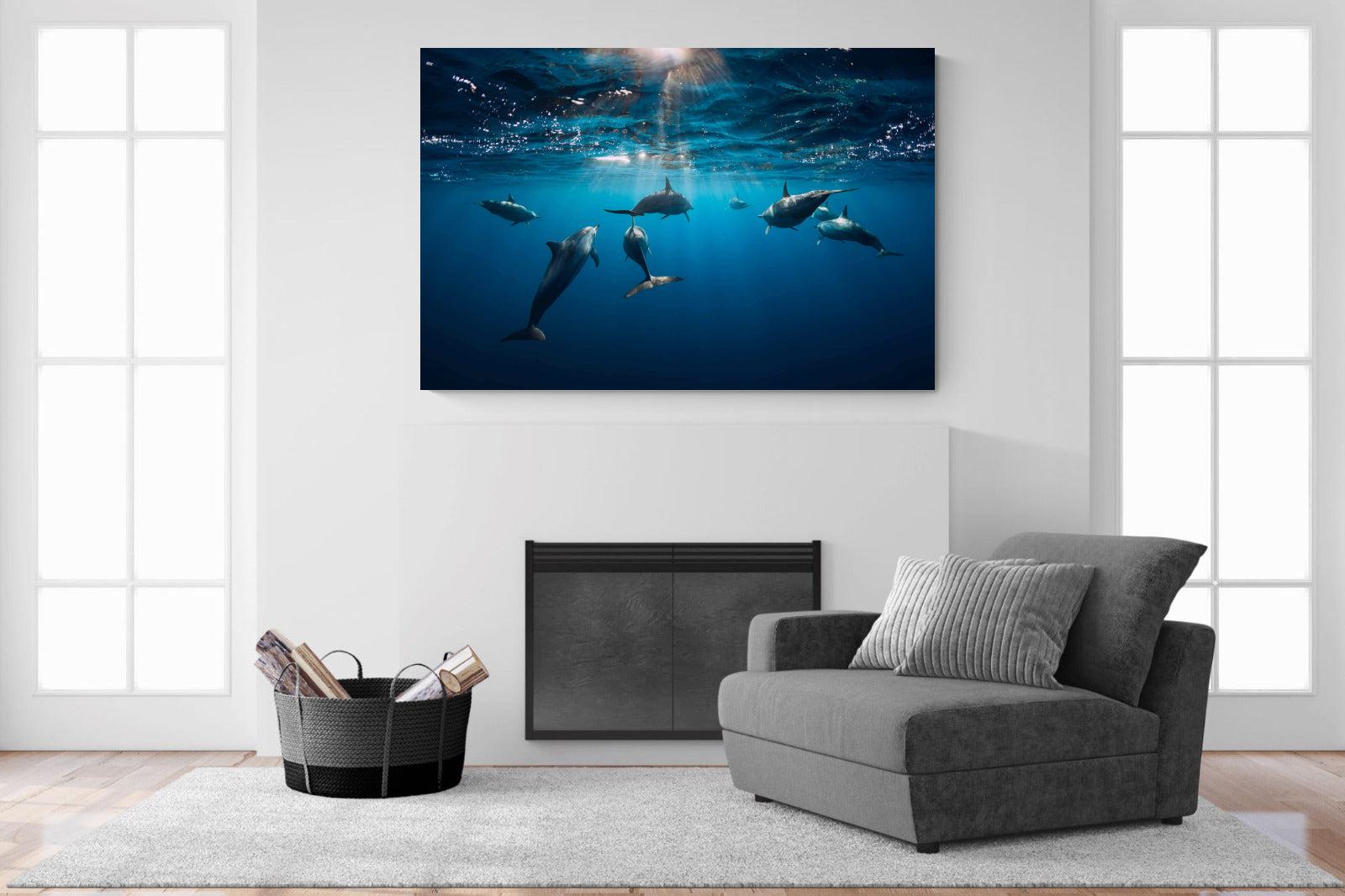 Dolphins-Wall_Art-150 x 100cm-Mounted Canvas-No Frame-Pixalot