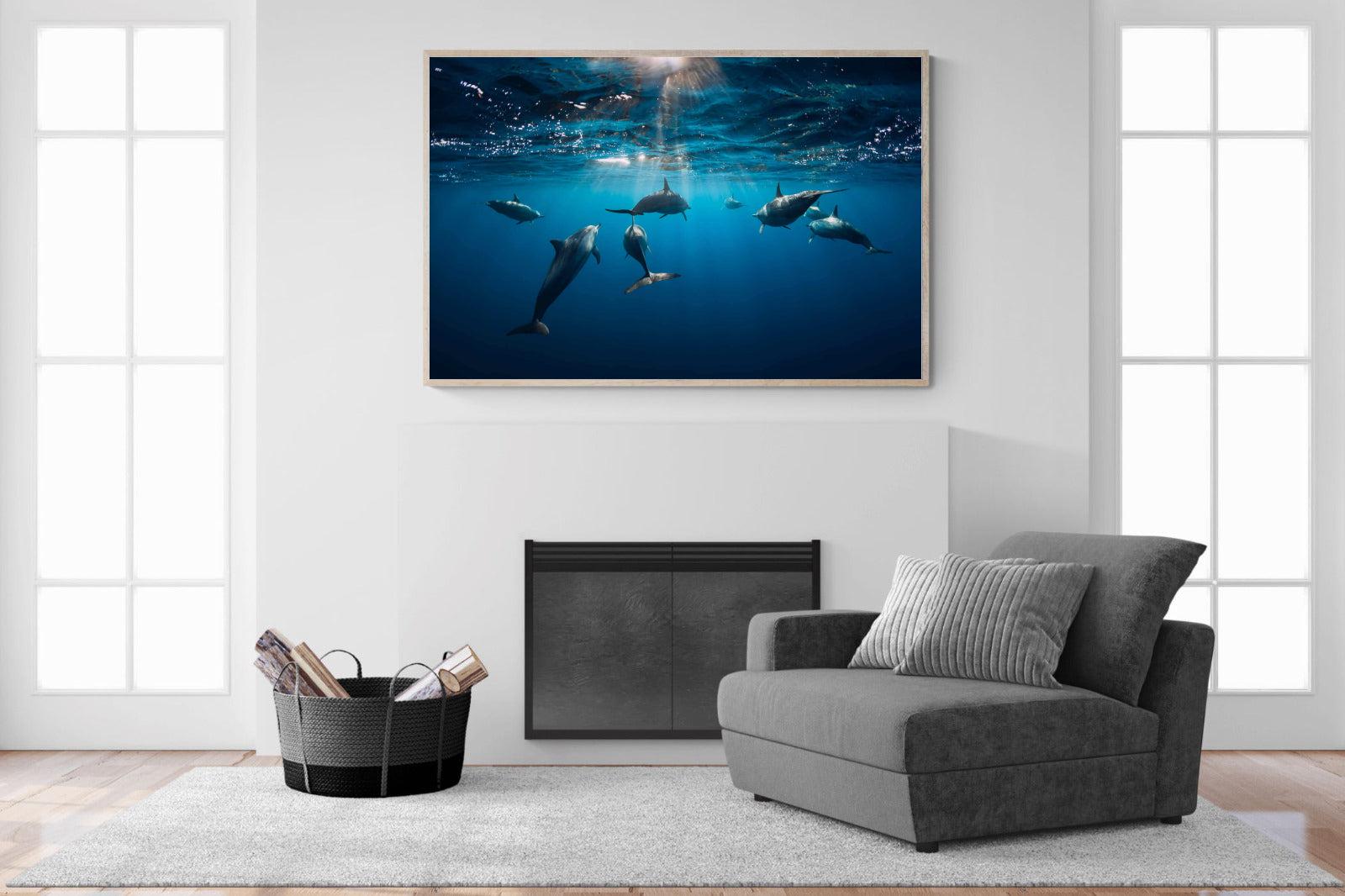 Dolphins-Wall_Art-150 x 100cm-Mounted Canvas-Wood-Pixalot
